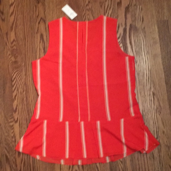 NWT Banana Republic red striped peplum tank blouse - Picture 3 of 5